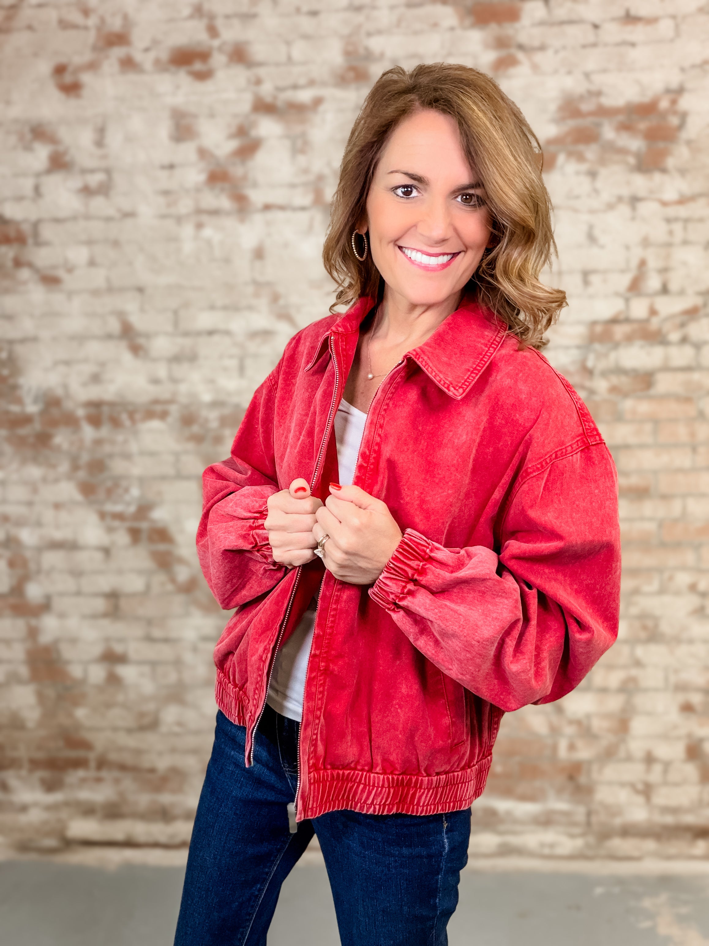 Rhoda Front Zip Washed Jacket