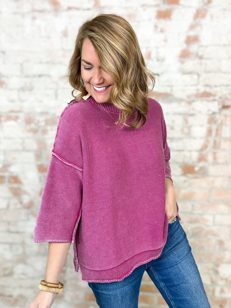 AmyLynn Mineral Washed Sweater Top