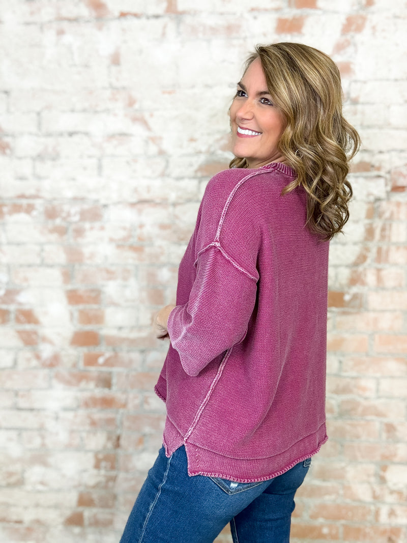 AmyLynn Mineral Washed Sweater Top