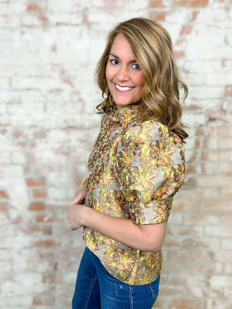 Alayna Floral Print Jacquard Top