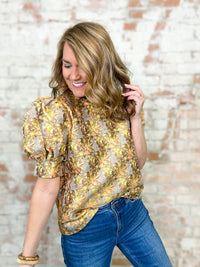 Alayna Floral Print Jacquard Top