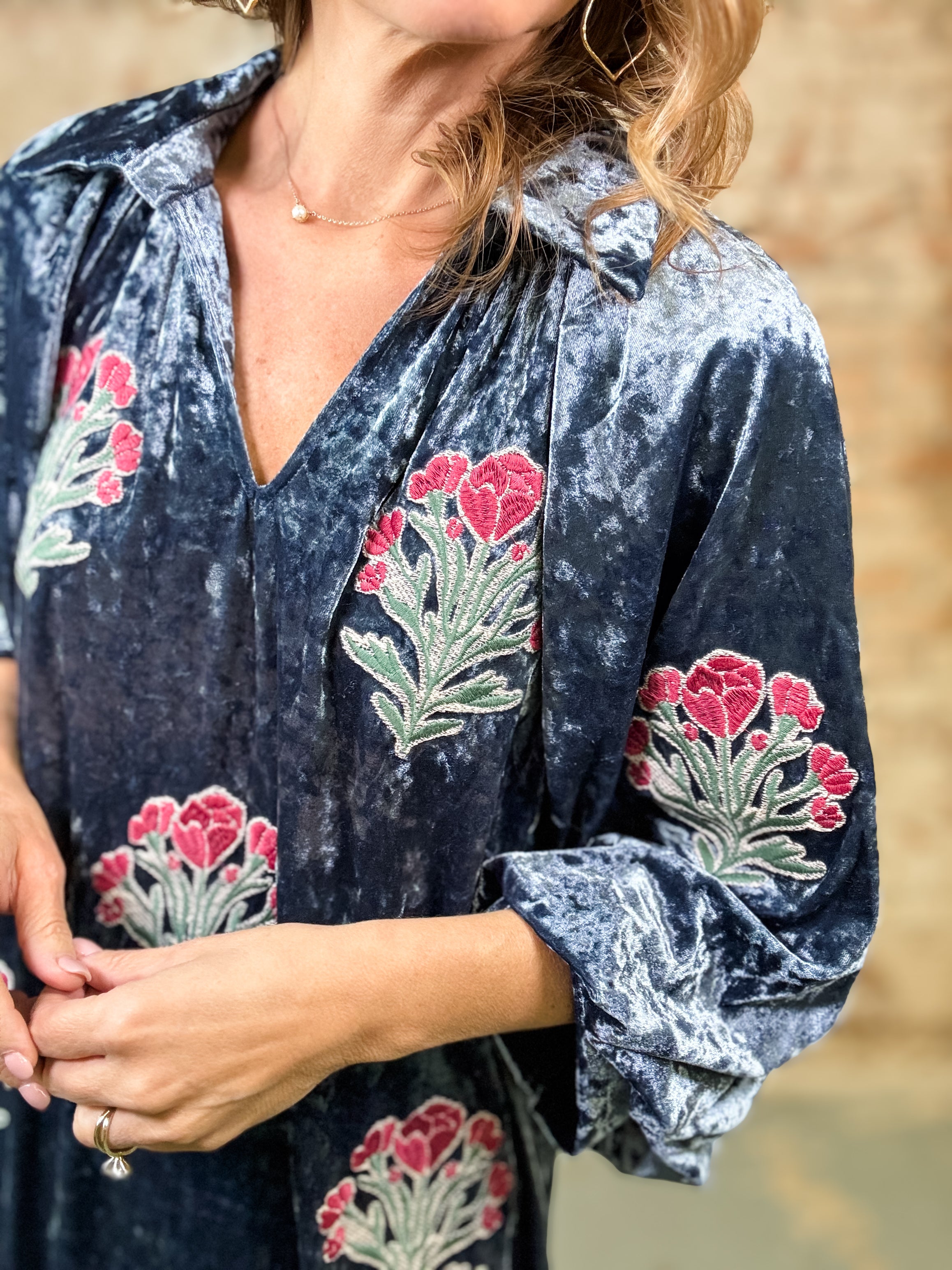 Voux Velvet Floral Dress