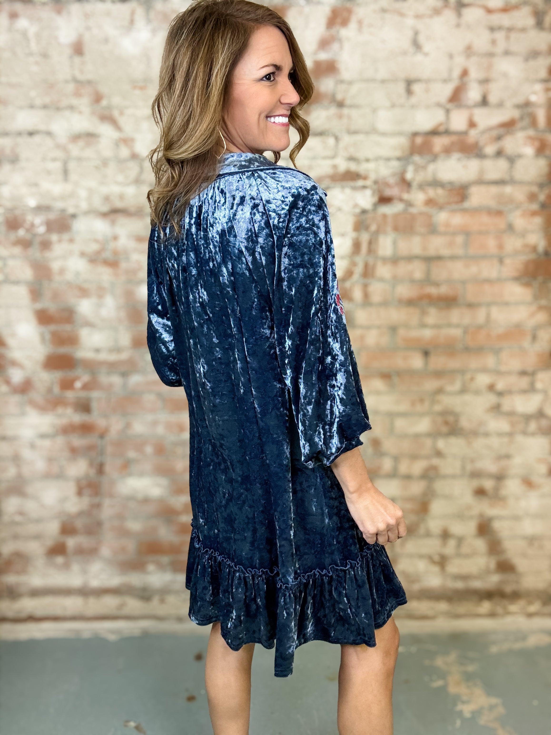 Voux Velvet Floral Dress