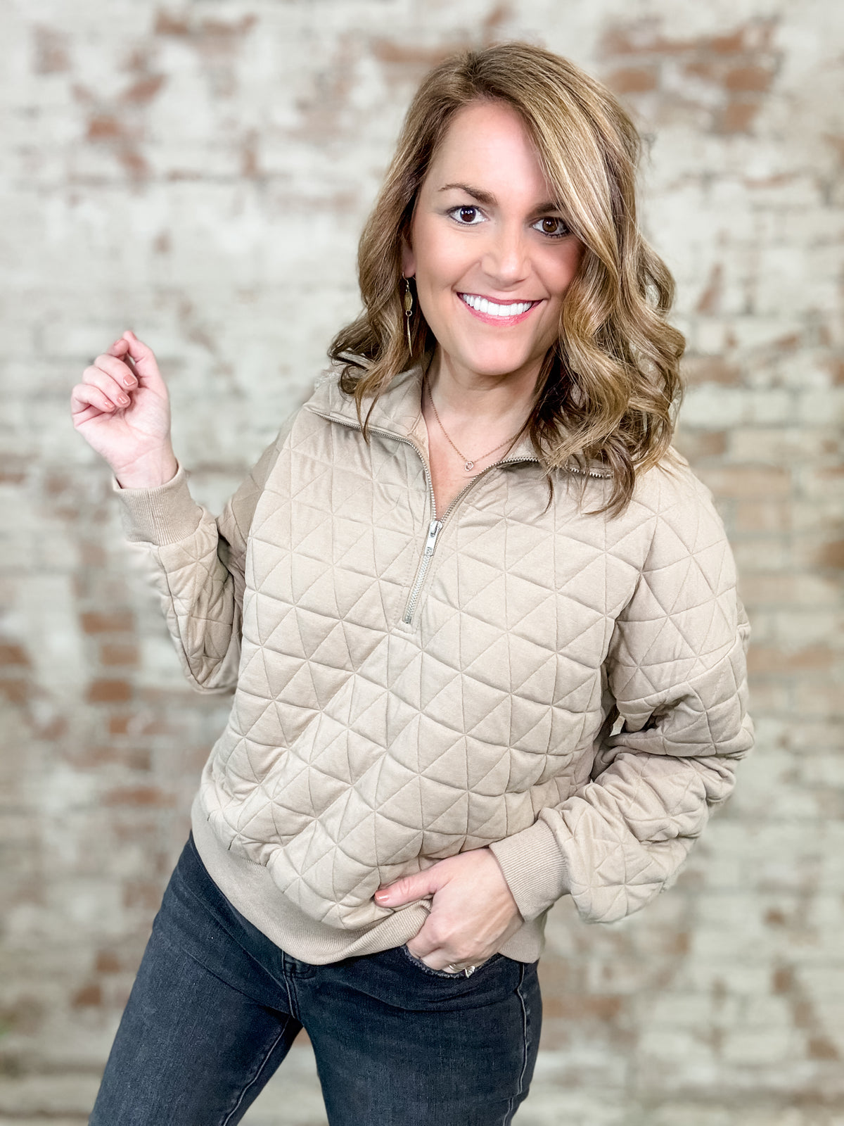 Natasha Tan Quilted Pullover Top