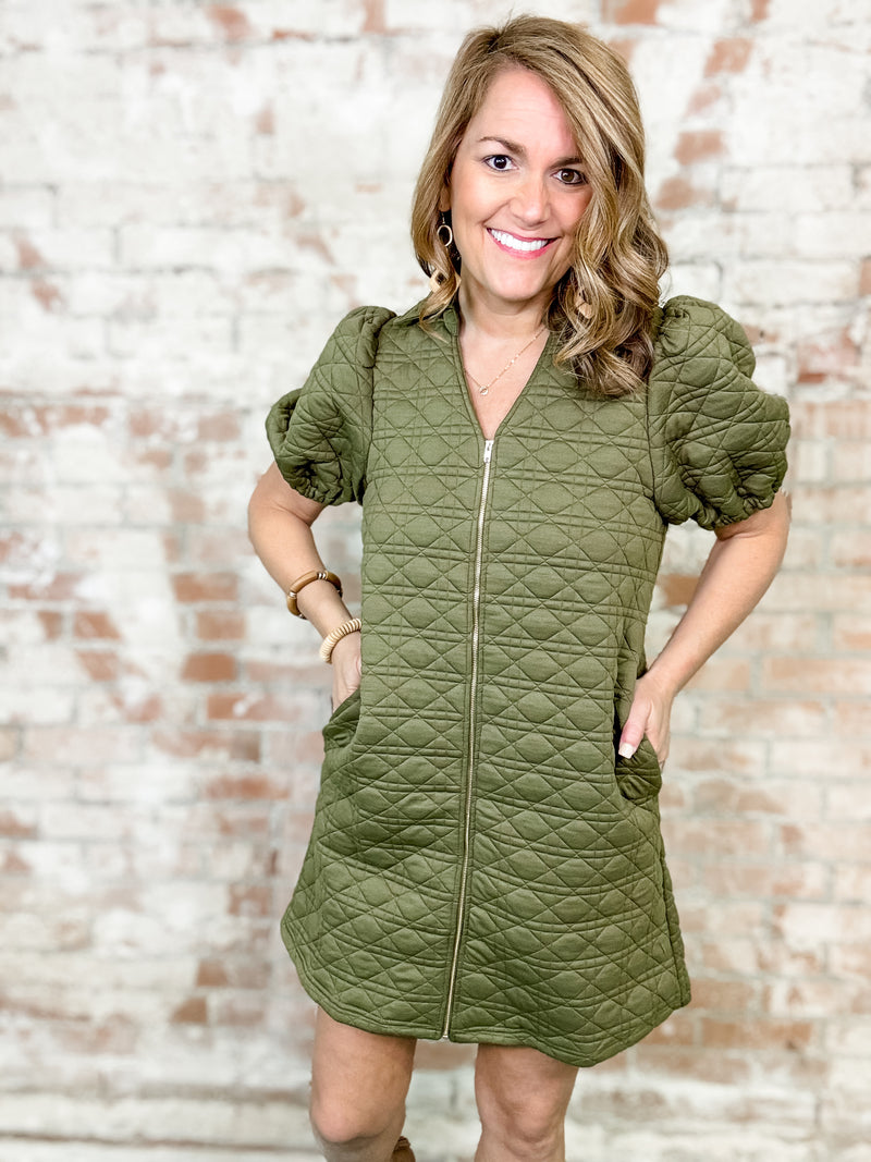 Ryannah Zip Front Quilted Dress - FINAL SALE