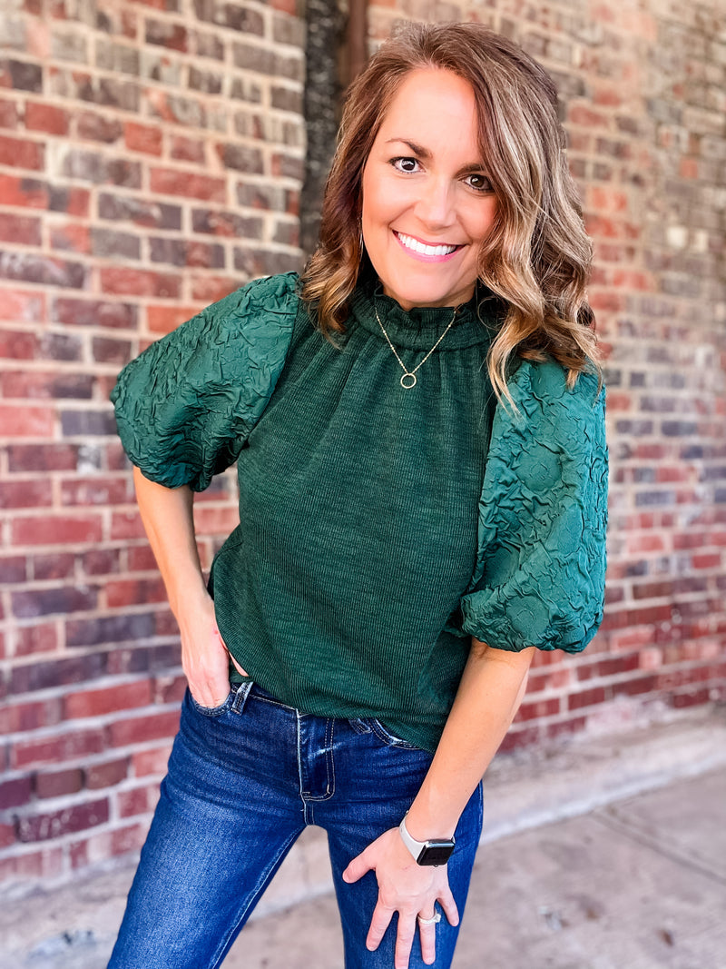 Green puff 2024 sleeve top