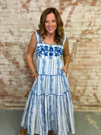 Sister Mary Azul Embroidered Dress