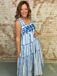 Sister Mary Azul Embroidered Dress
