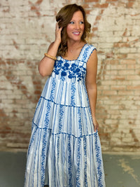 Sister Mary Azul Embroidered Dress