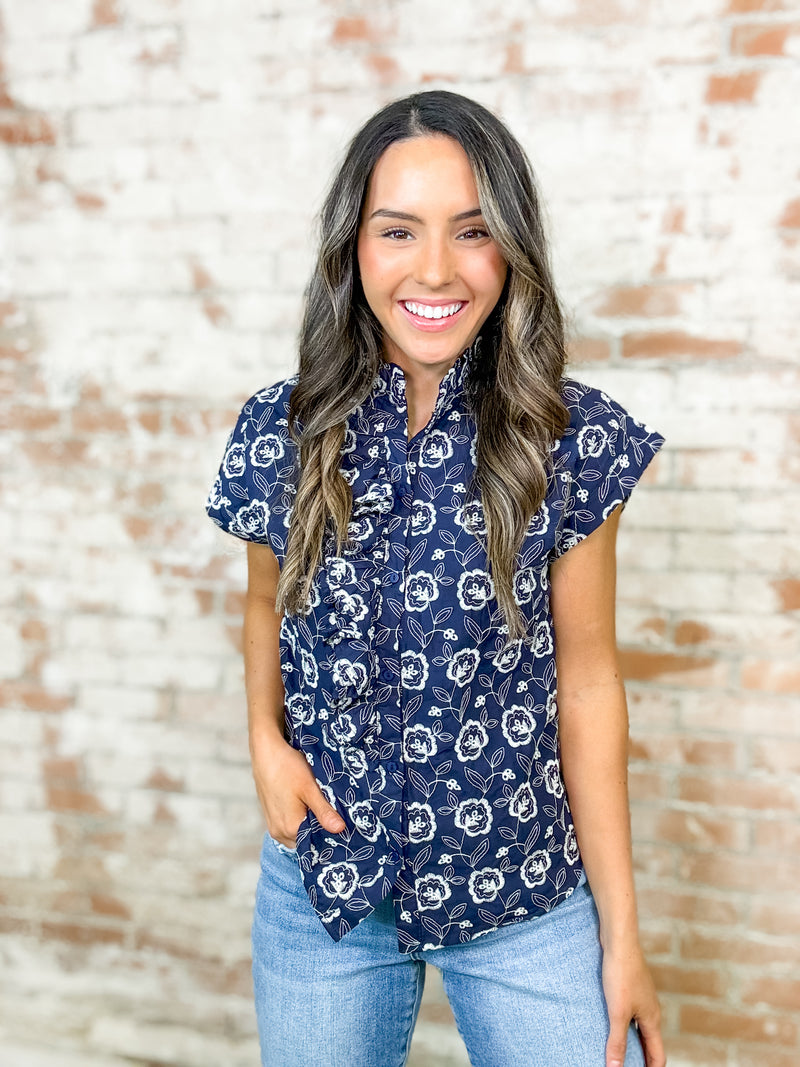 Kline Eyelet Button Up Top