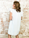 Alba White Ruffle Detail Dress
