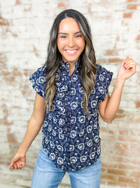 Kline Eyelet Button Up Top