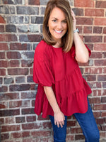 Scarlet Waffle Tiered Top