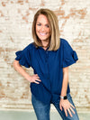 Laney Ruffle Sleeve Button Down Top