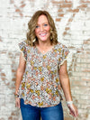 THML Angelica Smocked Flower Print Top