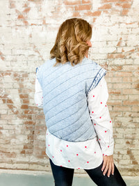 Felicia Quilted Denim Vest