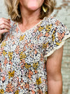 THML Angelica Smocked Flower Print Top