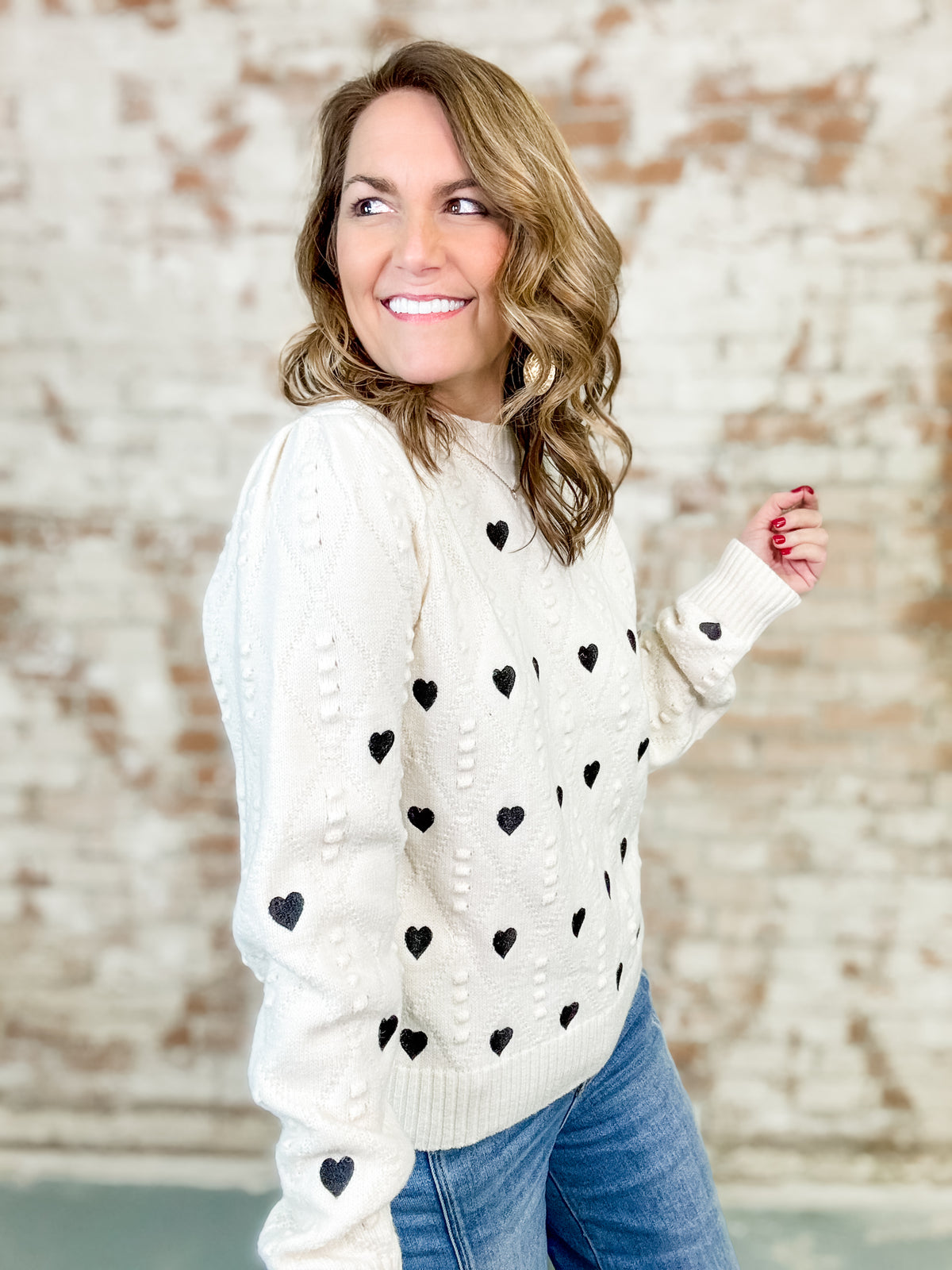 Pamela Heart Pom Sweater