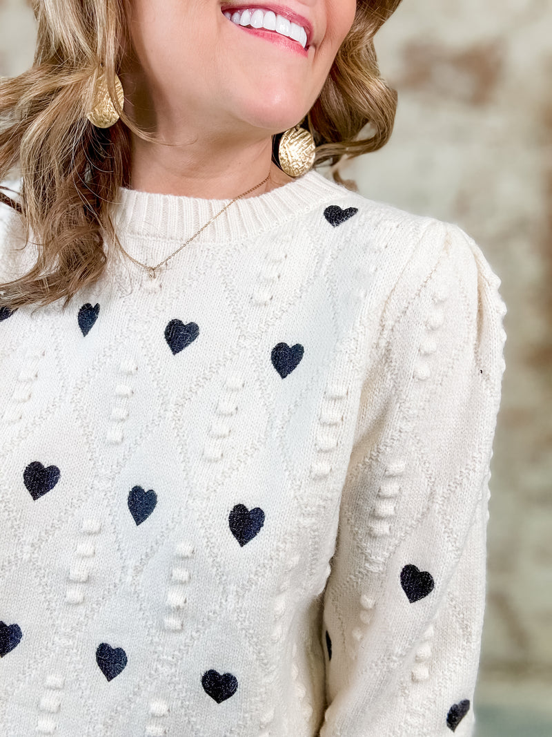 Pamela Heart Pom Sweater