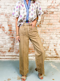 Camel Cuffed Ankle Pants