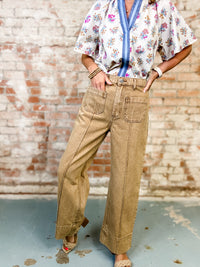 Camel Cuffed Ankle Pants