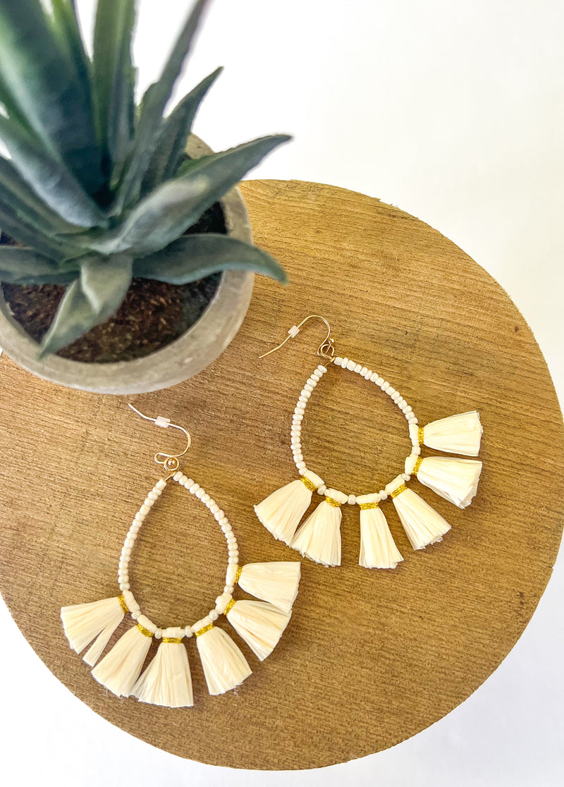 Fallon Raffia Teardrop Earring