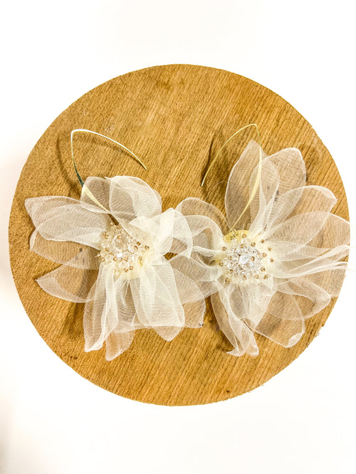Large Layered Chiffon Flower Earring