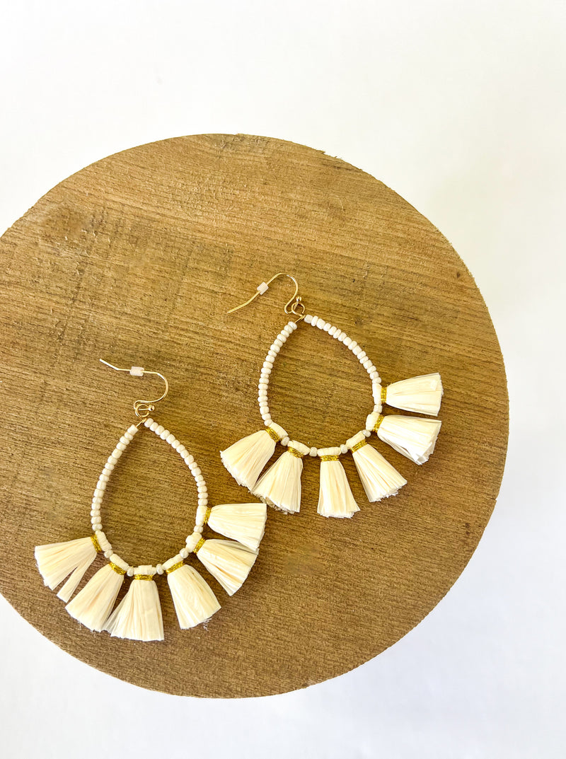 Fallon Raffia Teardrop Earring