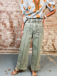 Olive Wide Leg Pants