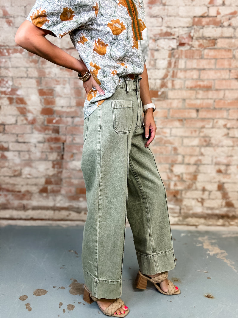 Olive Wide Leg Pants