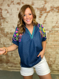 Naylani Denim Top
