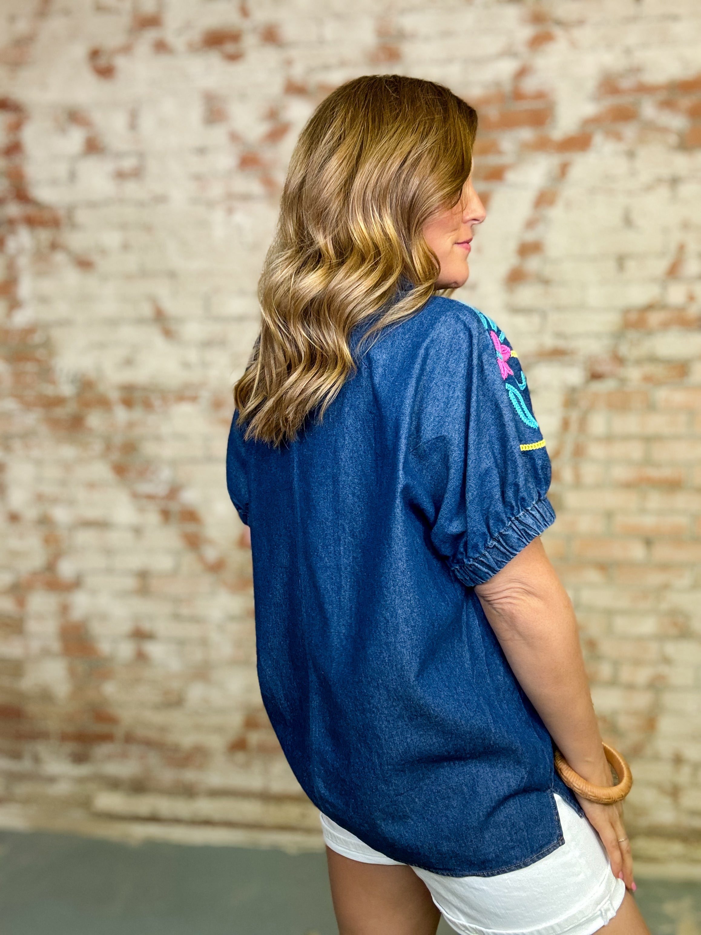 Naylani Denim Top