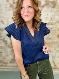 THML Navy Stitch Top