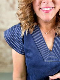 THML Navy Stitch Top