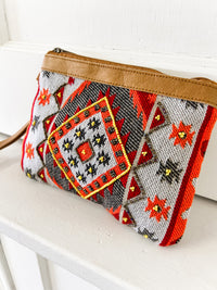 Pepper Embroidered Wristlet