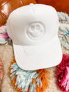 White Smiley Face Trucker Cap