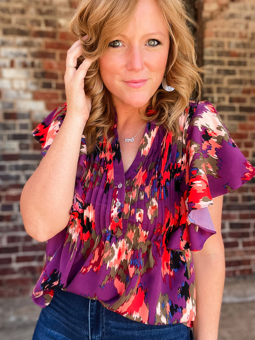 Pintuck Ruffle Blouse