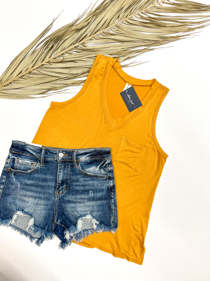 Bamboo V-Neck Pocketed Sleeveless Top