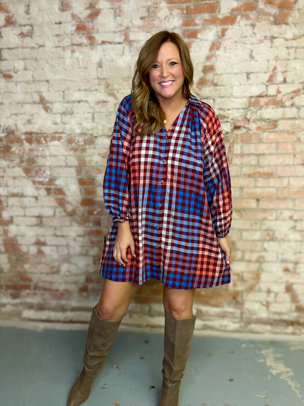 Cabernet Gingham Pippa Dress | Sunshine Tienda