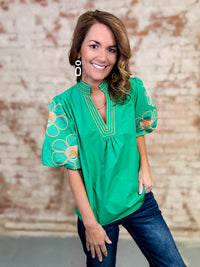 Diane Embroidered Sleeve Top