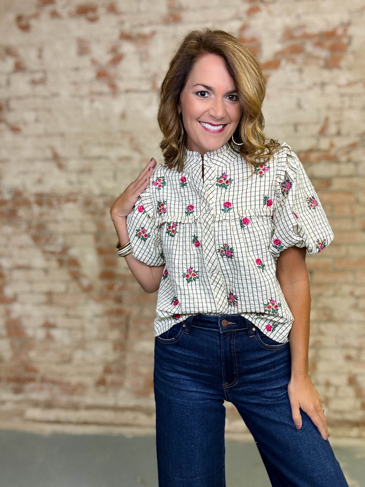THML Evette Floral Embroidery Top