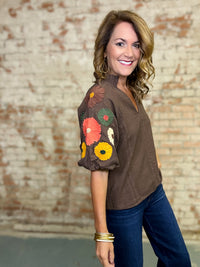THML Luna Embroidered Sleeve Top