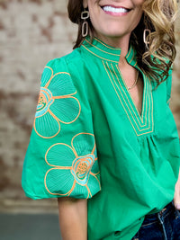 Diane Embroidered Sleeve Top
