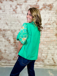 Diane Embroidered Sleeve Top