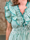Meritta Ruffled Stripe Midi Dress