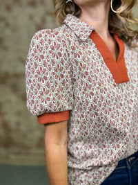 Ness Printed Textured Top