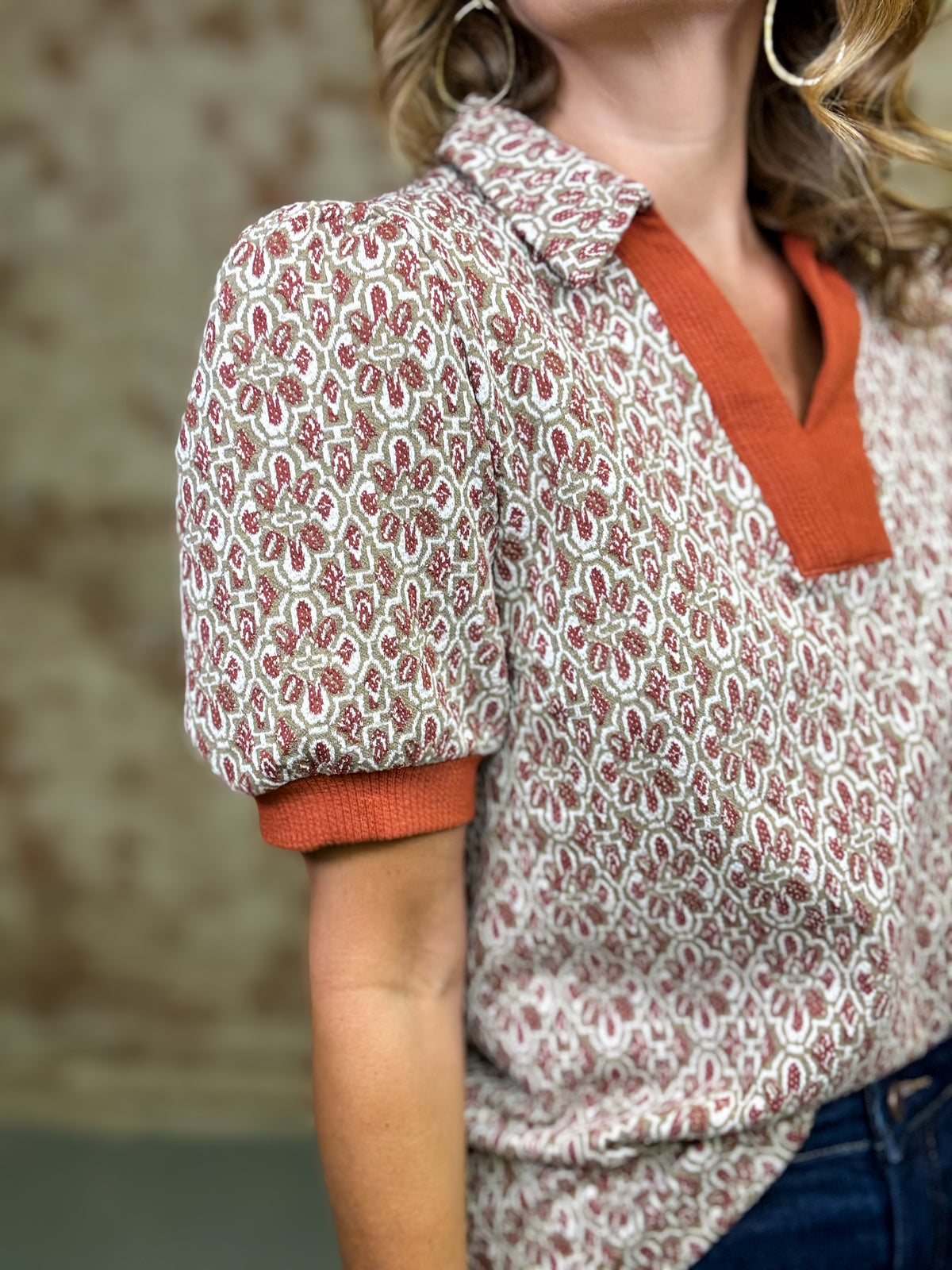 Ness Printed Textured Top