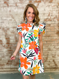 Lucy Ruffle Sleeve Dress