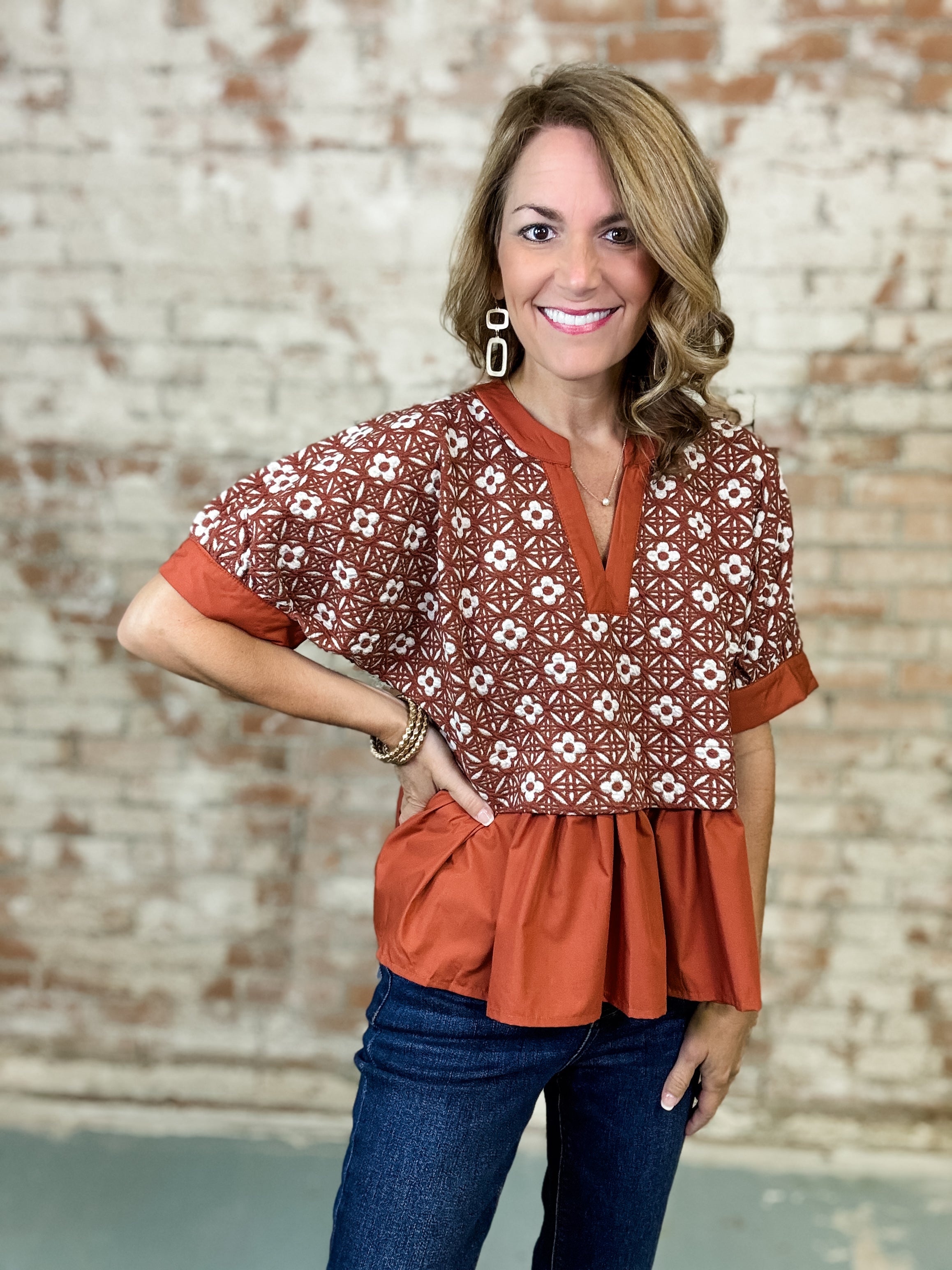 Pumpkin Spice Jacquard Top