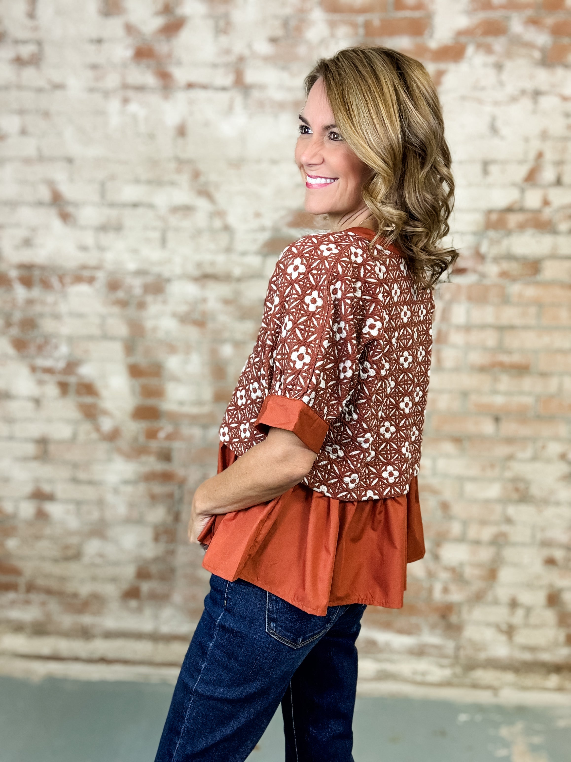 Pumpkin Spice Jacquard Top